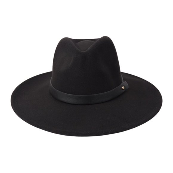 BRIM FASHION HAT W/ faux LEATHER STRAP ACCENT
